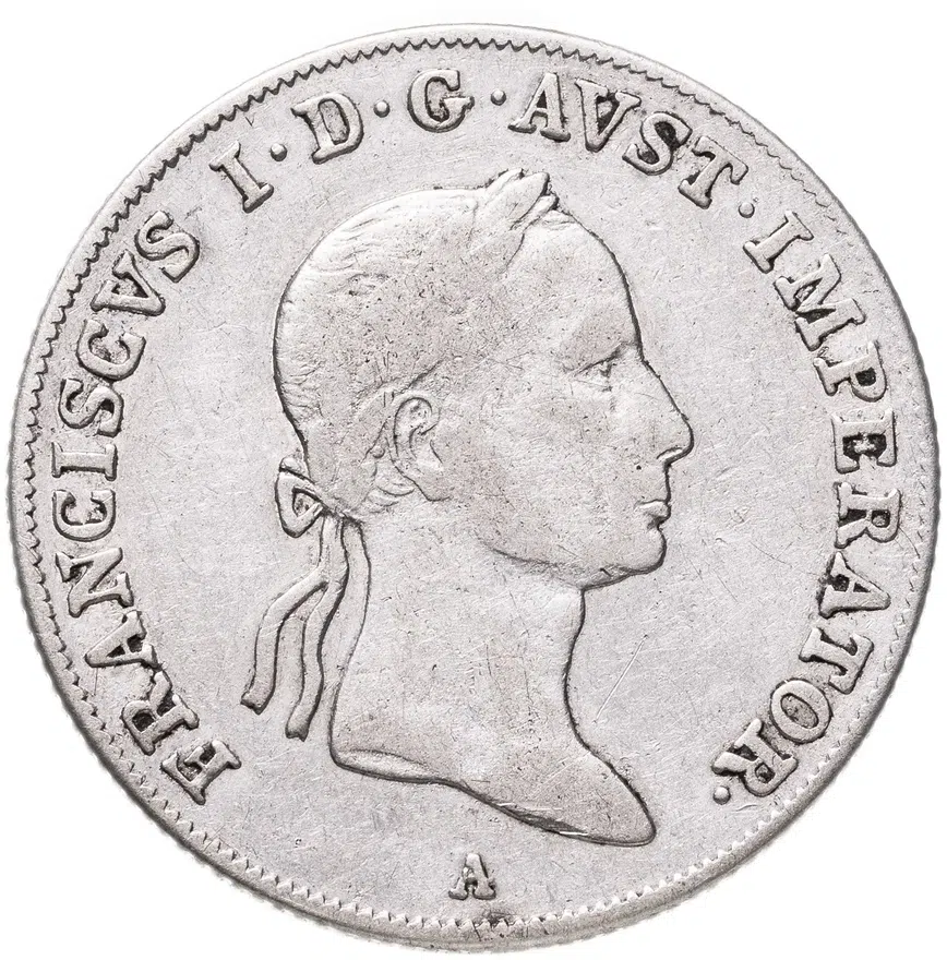 Австрия 20 крейцеров (kreuzer) 1833 A  знак монетного двора "A" - Вена, реверс