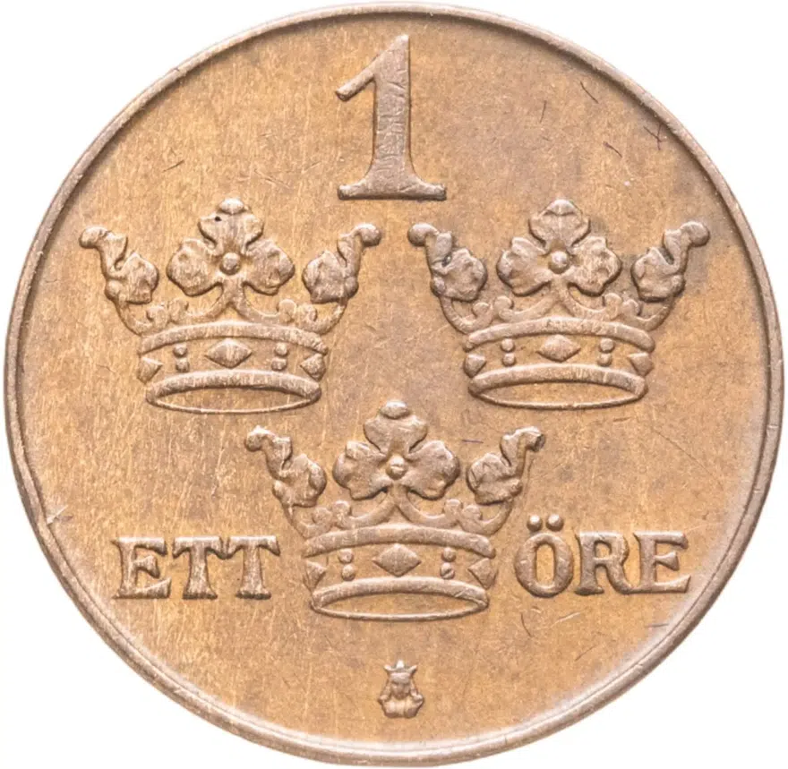 Швеция 1 эре (ore) 1941, аверс