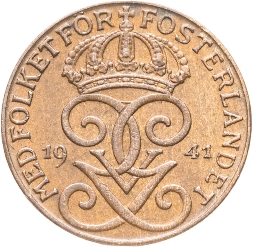 Швеция 1 эре (ore) 1941, реверс