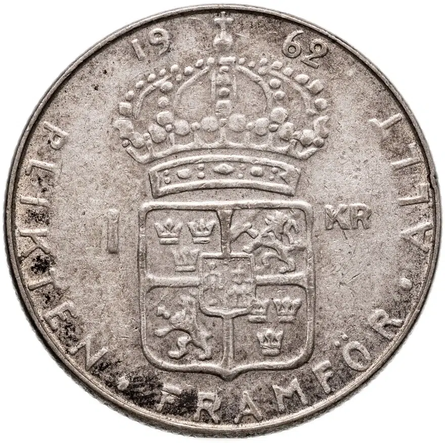 Швеция 1 крона 1962, реверс