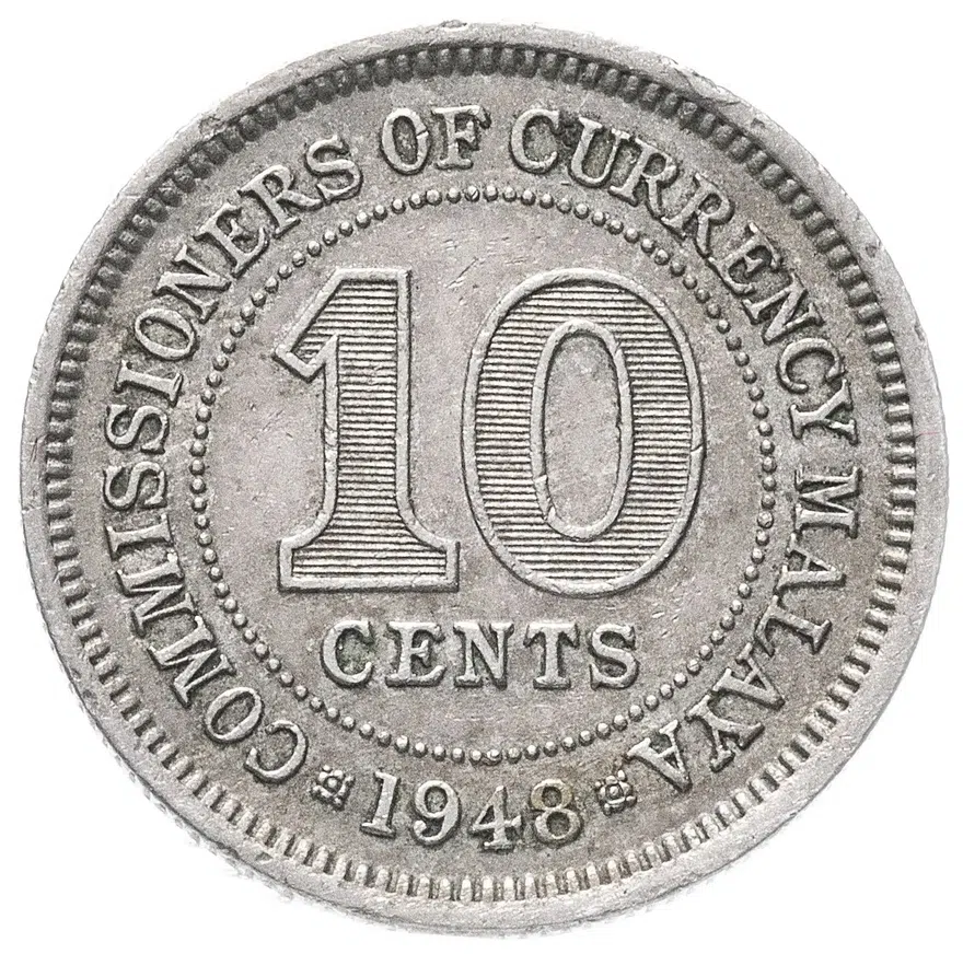 Малайя 10 центов (cents) 1948, реверс