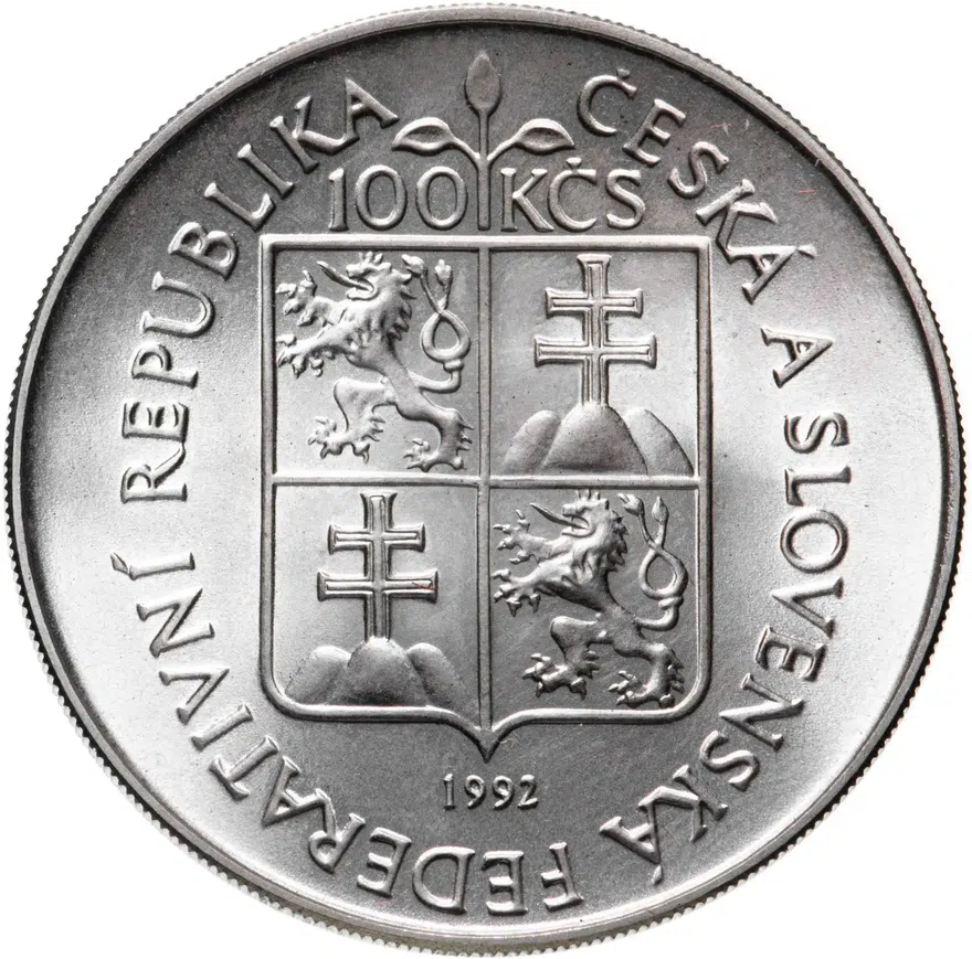 Чехословакия 100 крон (korun) 1992  175 лет Моравскому музею в Брно, реверс