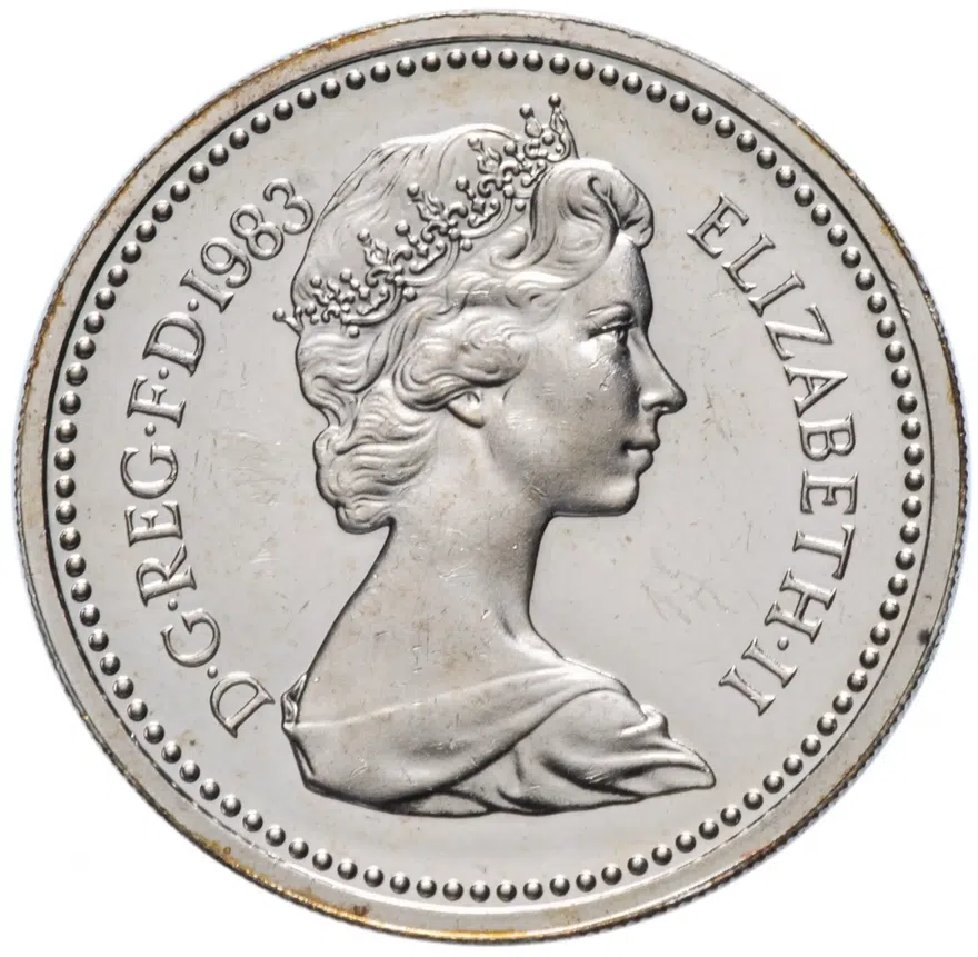 Великобритания 1 фунт (pound) 1983 Proof серебро