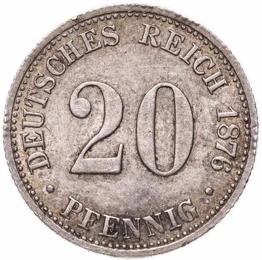 Германская империя 20 пфеннигов 1876 "B"