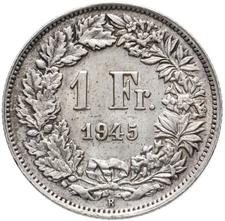 Швейцария 1 франк (franc) 1945, аверс