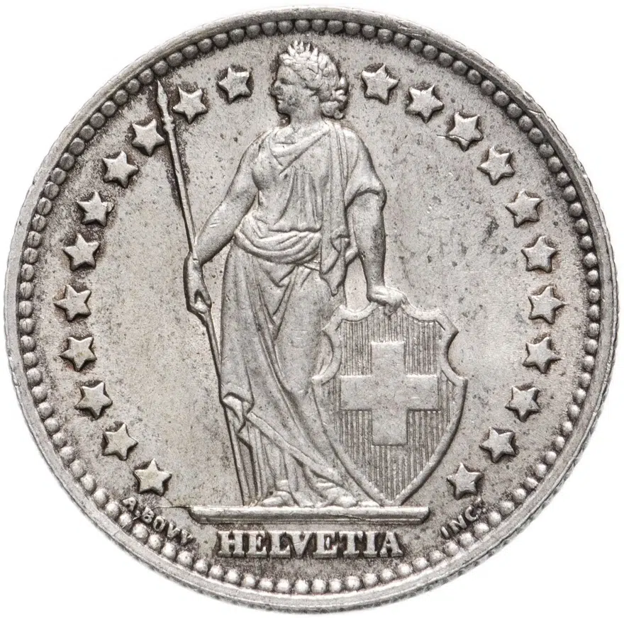 Швейцария 1 франк (franc) 1945, реверс