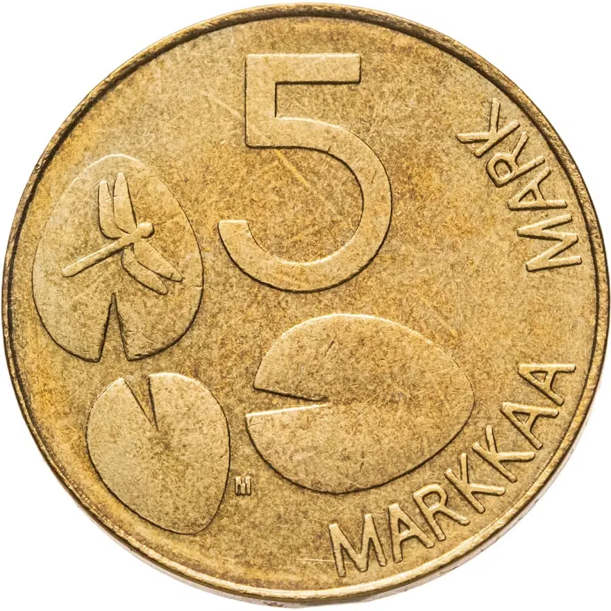 Финляндия 5 марок (markkaa) 1996, реверс