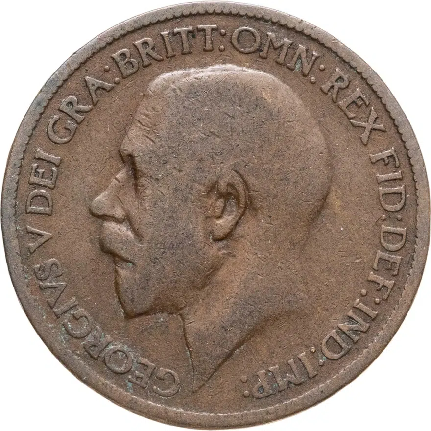 Великобритания 1/2 пенни (penny) 1922, аверс