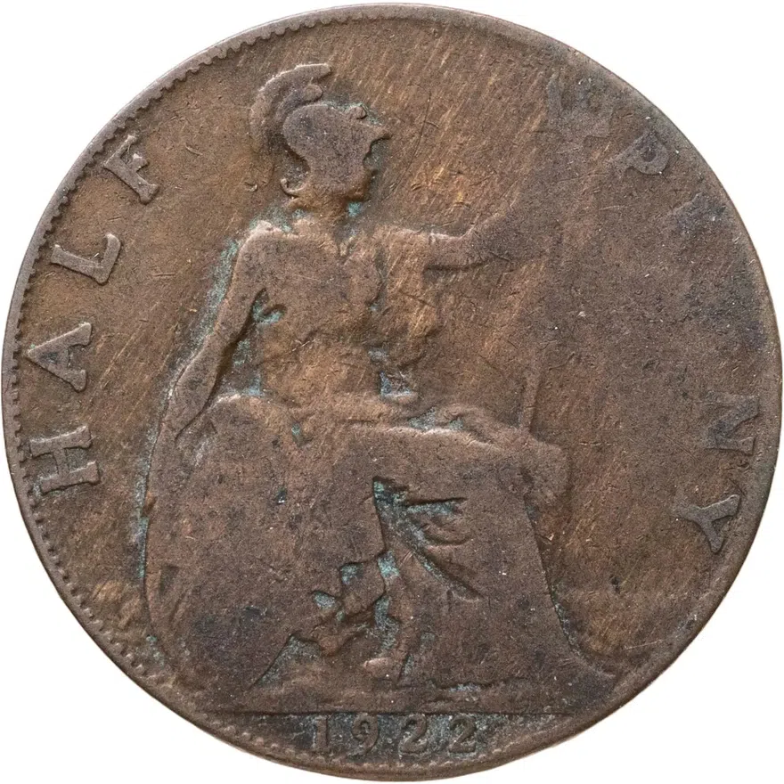 Великобритания 1/2 пенни (penny) 1922, реверс