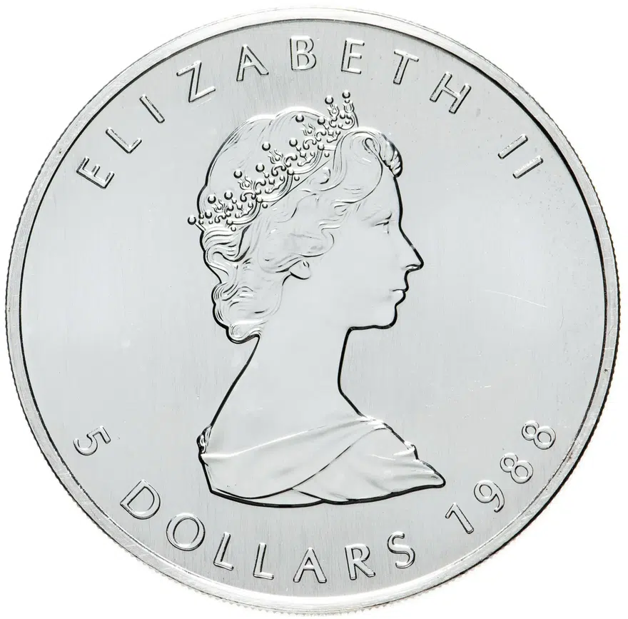 Канада 5 долларов (dollars) 1998 "Кленовый лист", реверс