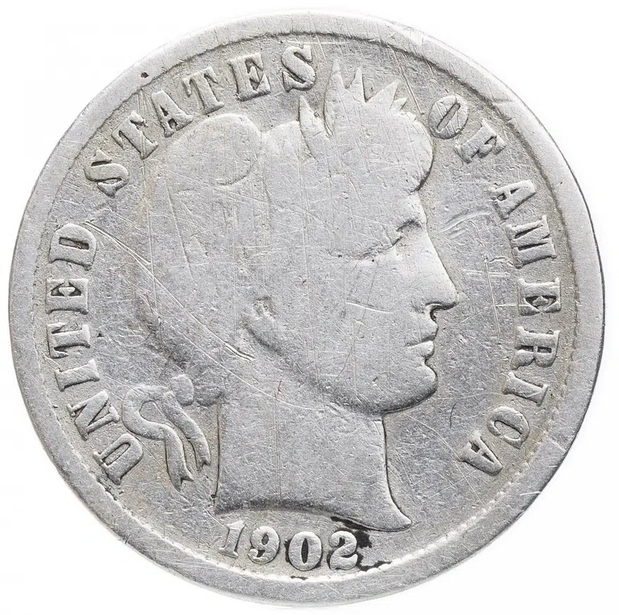 США 10 центов (дайм, one dime) 1902   Barber Dime Без отметки монетного двора, реверс