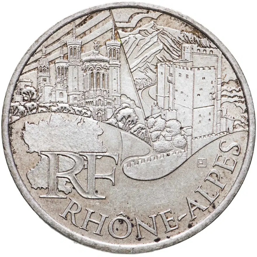 Франция 10 евро (euro) 2011  Регионы Франции - Рона-Альпы, реверс