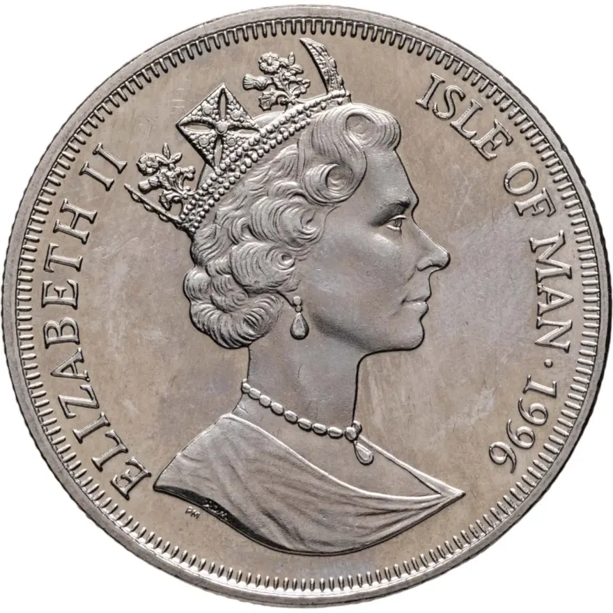 Остров Мэн 1 крона (crown) 1996  Заповедник планета Земля - Гагарки, реверс
