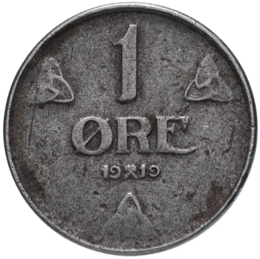 Норвегия 1 эре (ore) 1919, реверс