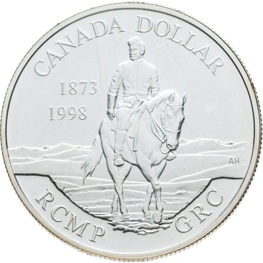 Канада 1 доллар (dollar) 1998 120 лет Канадской королевской конной полиции, аверс