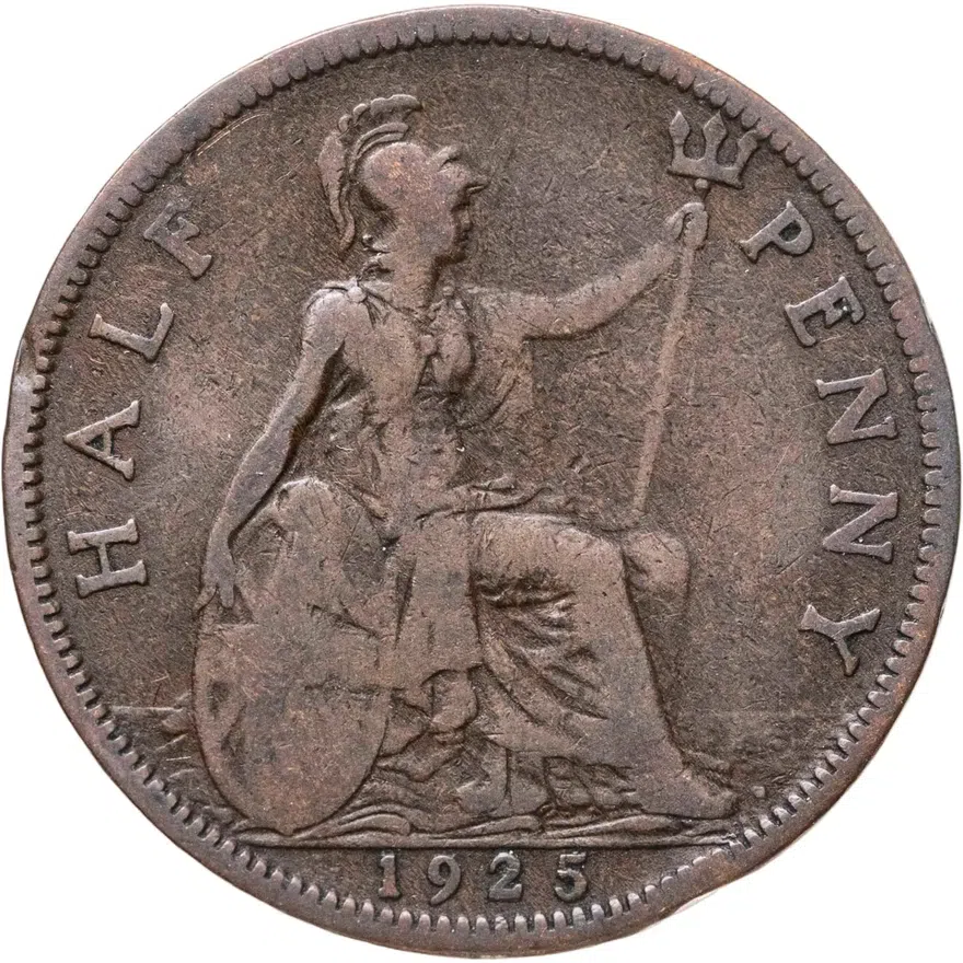 Великобритания 1/2 пенни (penny) 1925, реверс