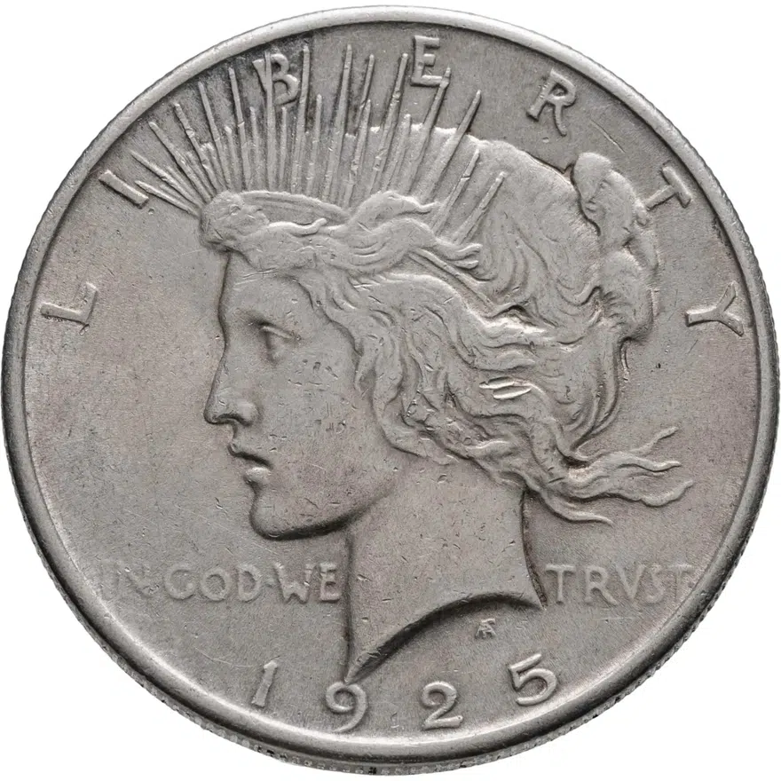 США 1 доллар (dollar) 1925  Peace Dollar (мирный доллар) без обозначения монетного двора