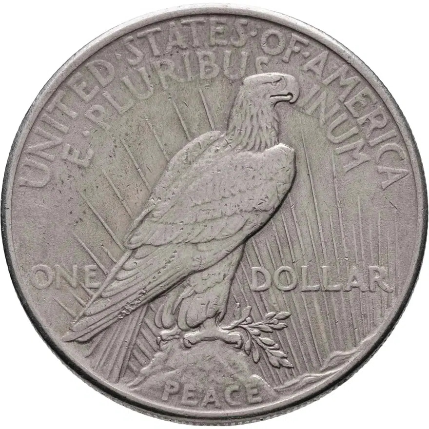 США 1 доллар (dollar) 1925  Peace Dollar (мирный доллар) без обозначения монетного двора, реверс
