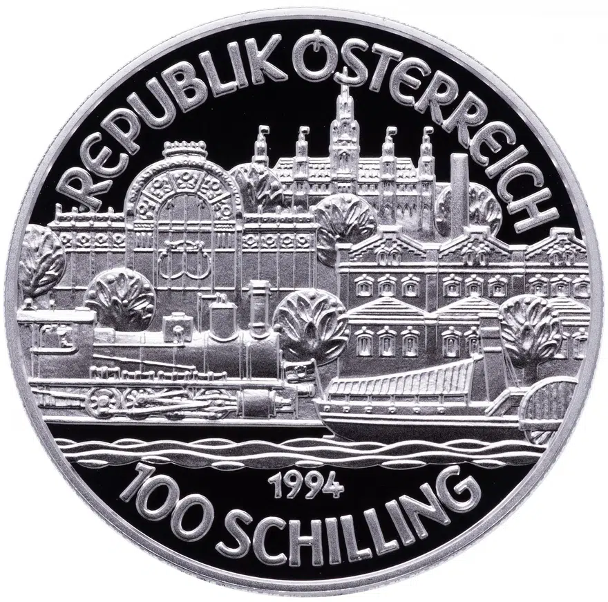 Австрия 100 шиллингов (shillings) 1994 "Франц Иосиф I" в футляре с сертификатом