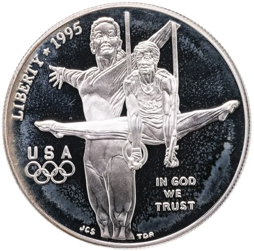 США, Филадельфия 1 доллар (dollar) 1995 P  XXVI летние Олимпийские Игры, Атланта 1996 - Гимнастика знак монетного двора: "P"