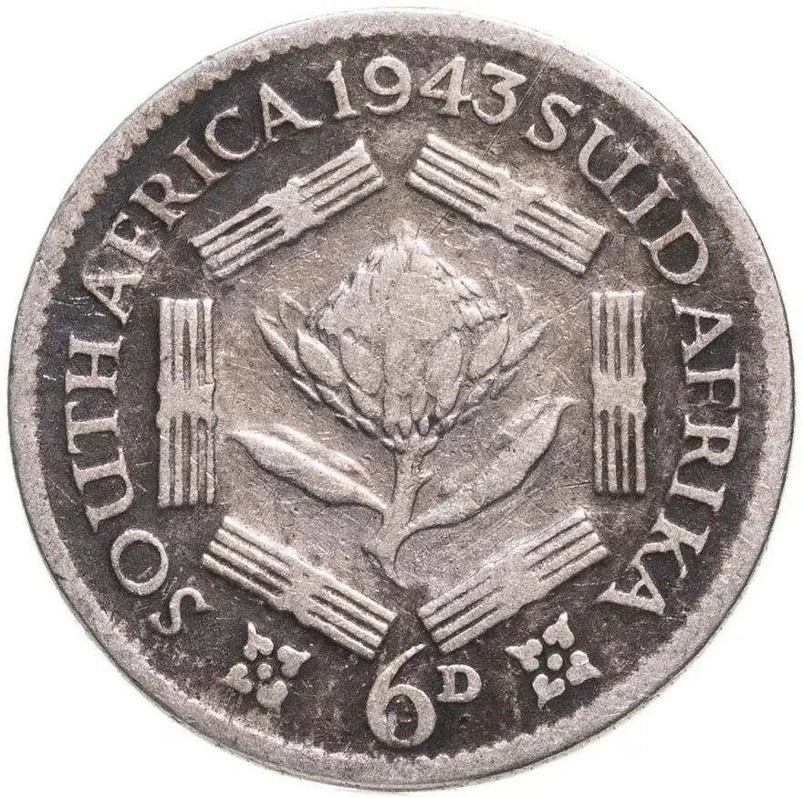 ЮАР 6 пенсов (pence) 1943, реверс
