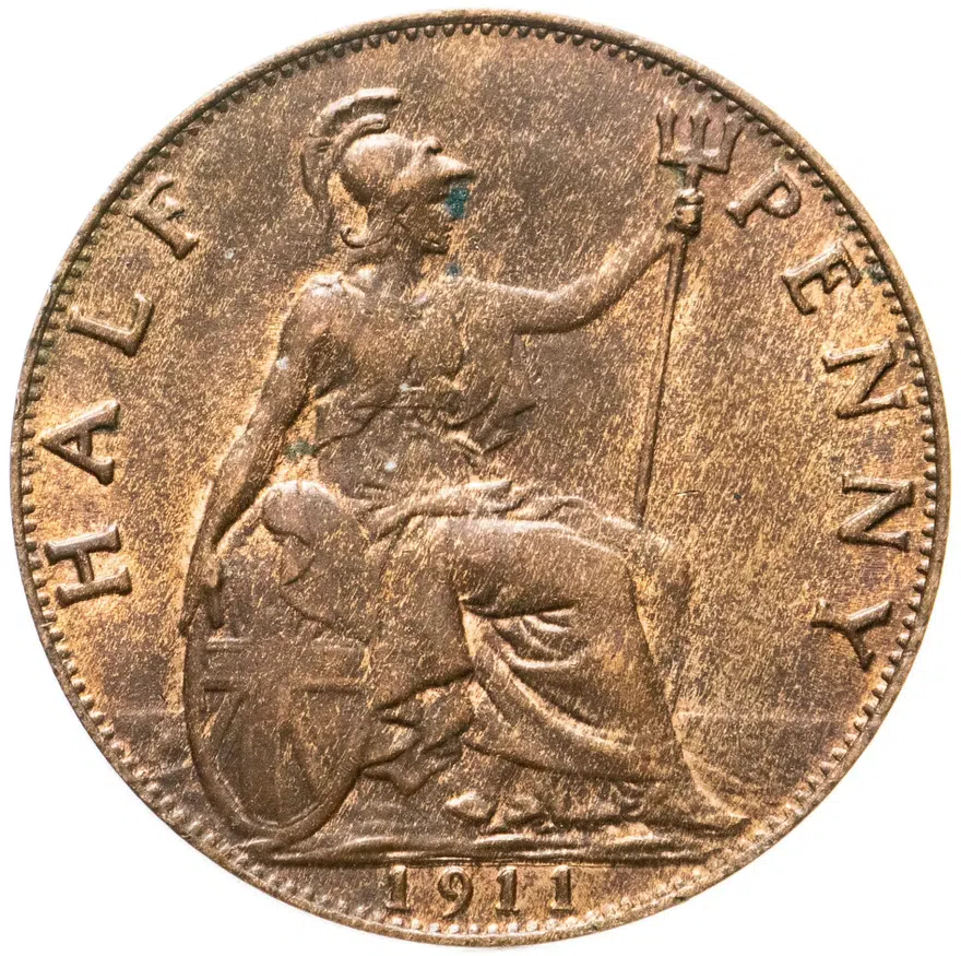 Великобритания 1/2 пенни (penny) 1911, реверс