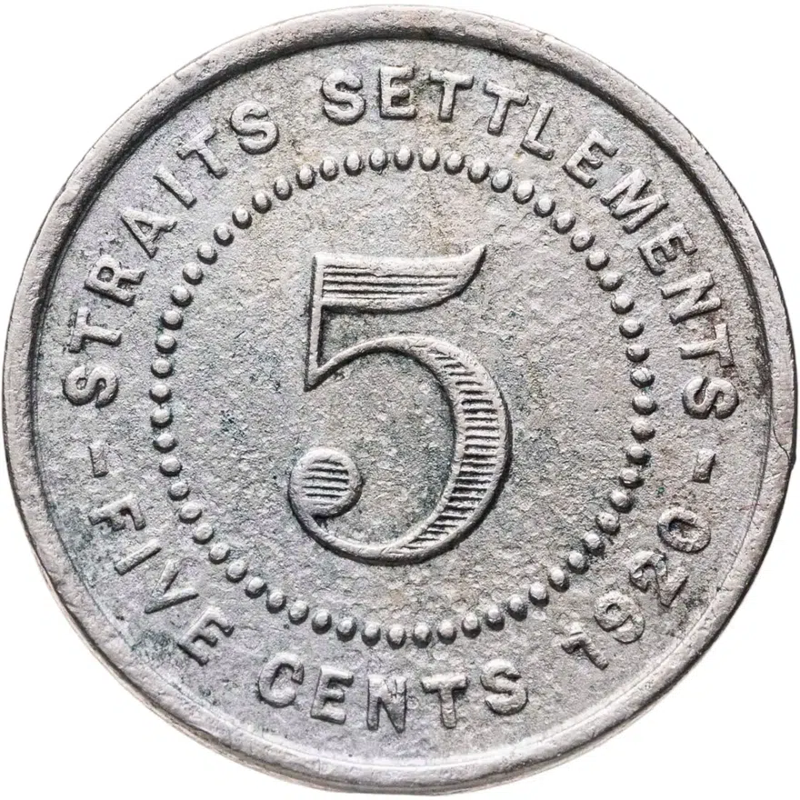 Стрейтс Сеттлментс 5 центов 1920 медно-никель, аверс