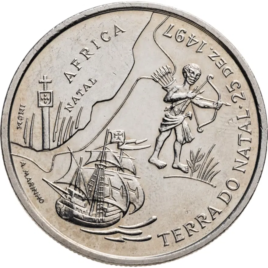 Португалия 200 эскудо (escudos) 1998  Путешествие Васко да Гамы в Индию 1498 года - Южная Африка, Наталь, реверс