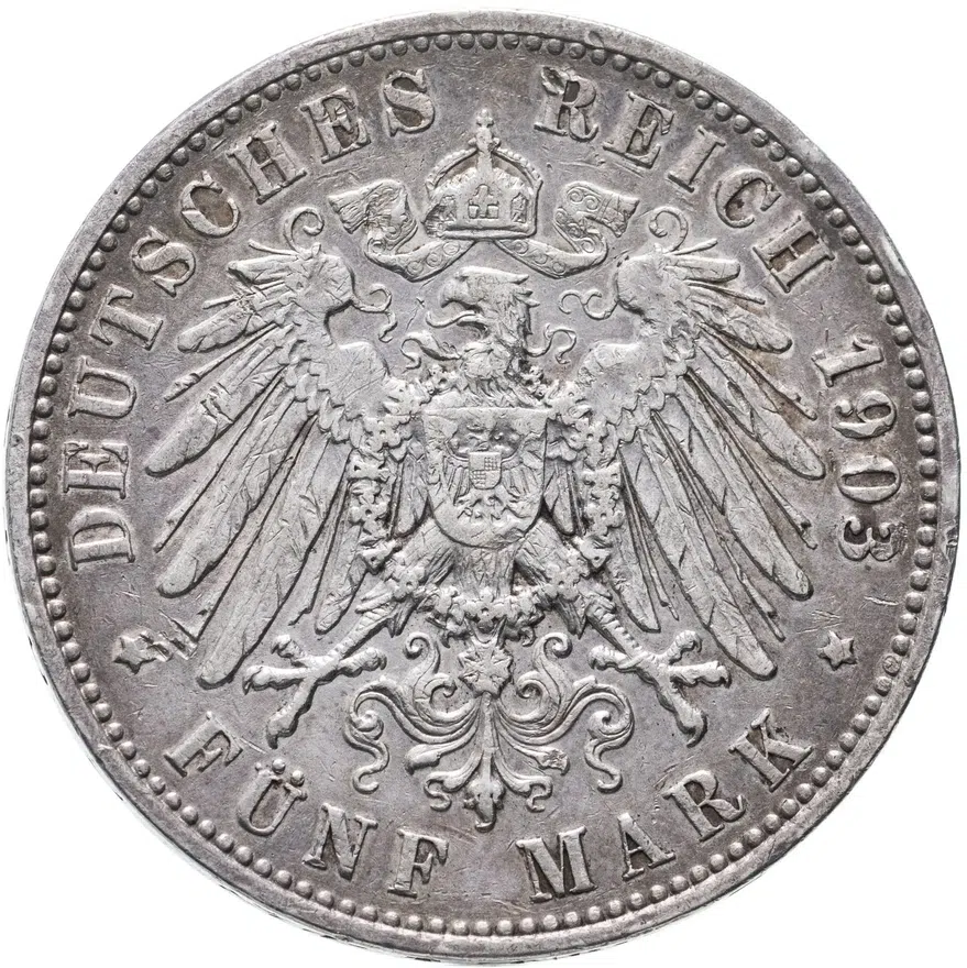 Германская Империя, Саксония 5 марок 1903, реверс