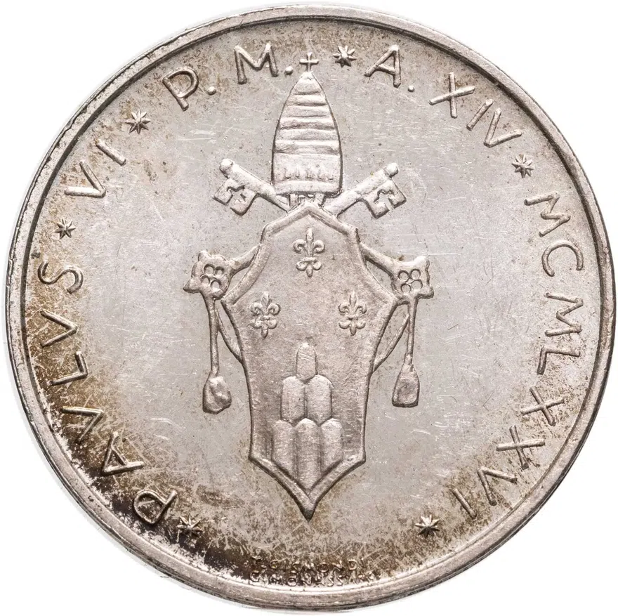 Ватикан 500 лир (lire) 1976, аверс