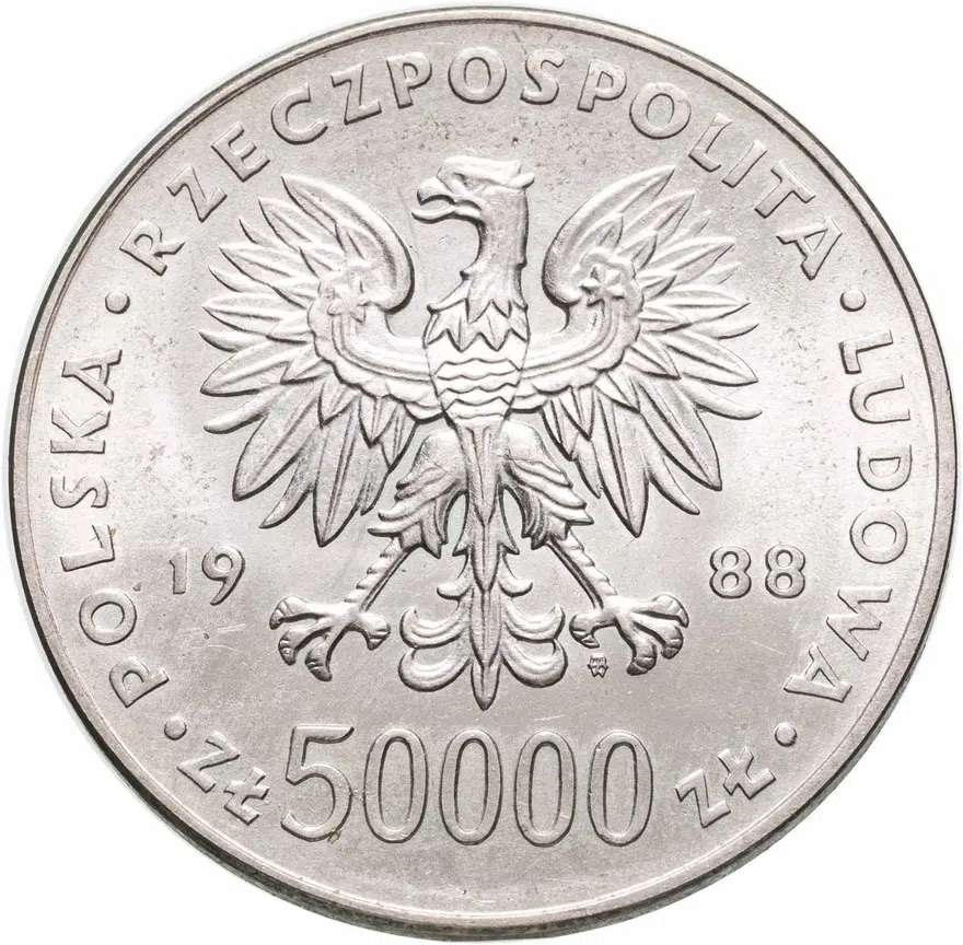 Польша 50000 злотых (zlotych) 1988  70 лет восстановлению независимости Польши, реверс