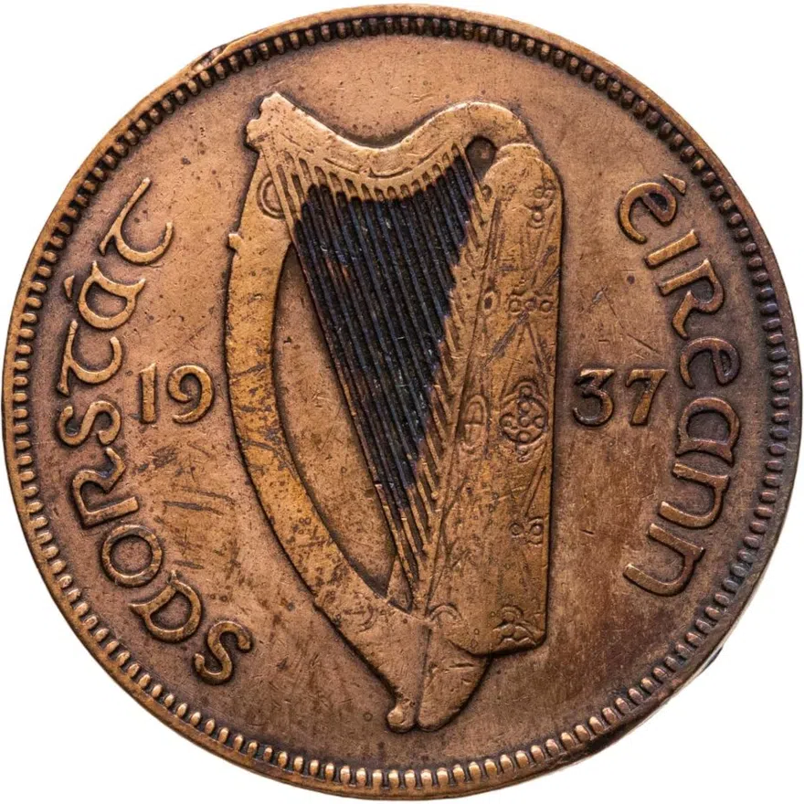 Ирландия 1/2 пенни (penny) 1937, реверс