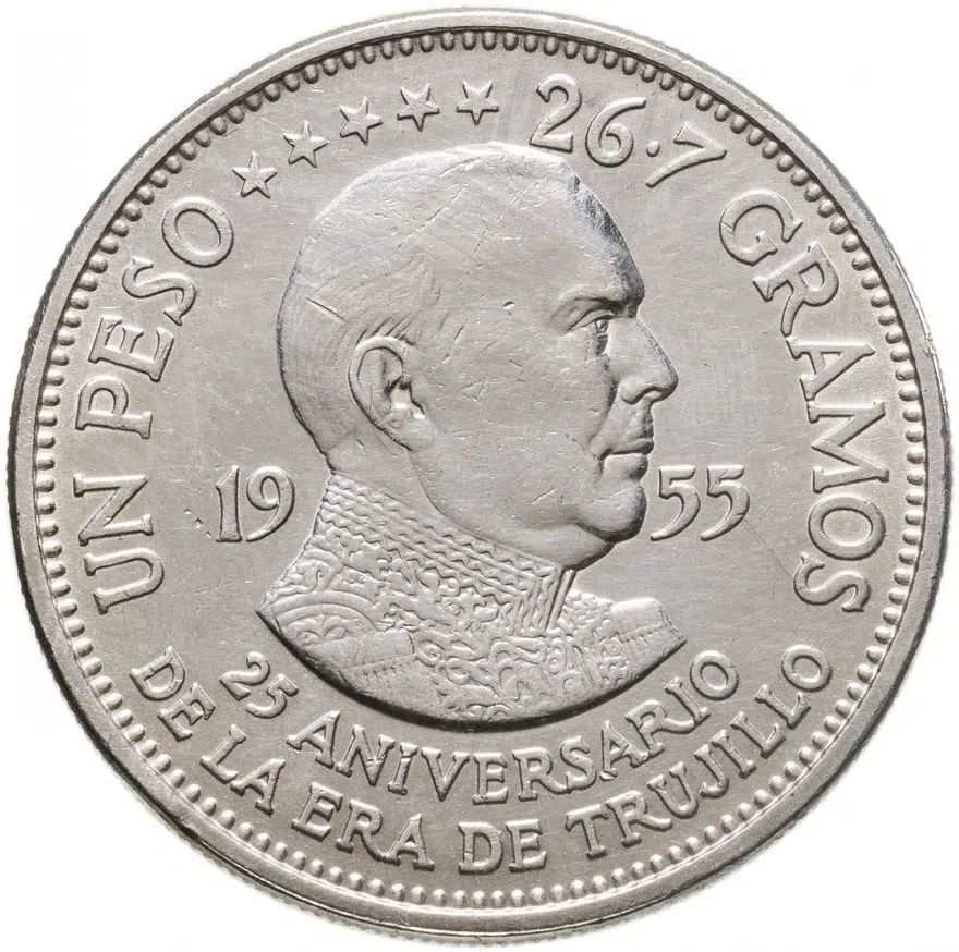 Доминикана 1 песо (peso) 1955  25 лет правлению Трухильо