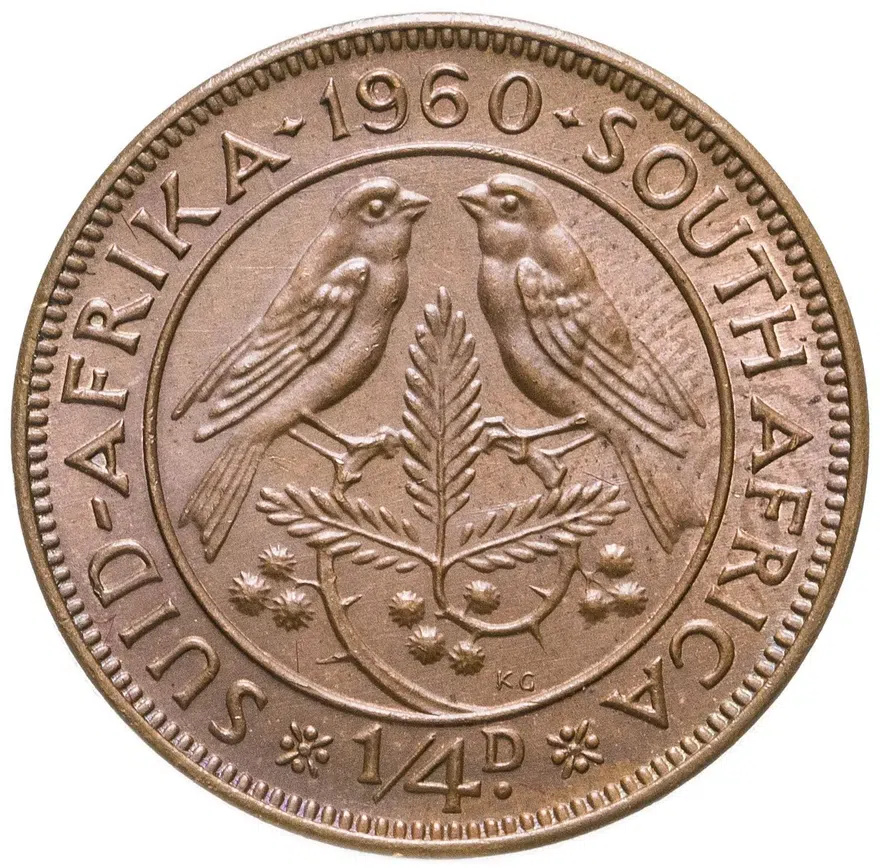 ЮАР 1/4 пенни (penny) 1960, аверс