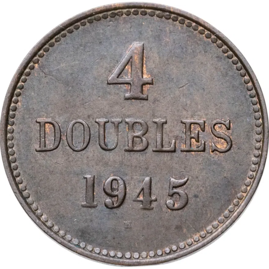 Гернси 4 дубля (doubles) 1945, реверс