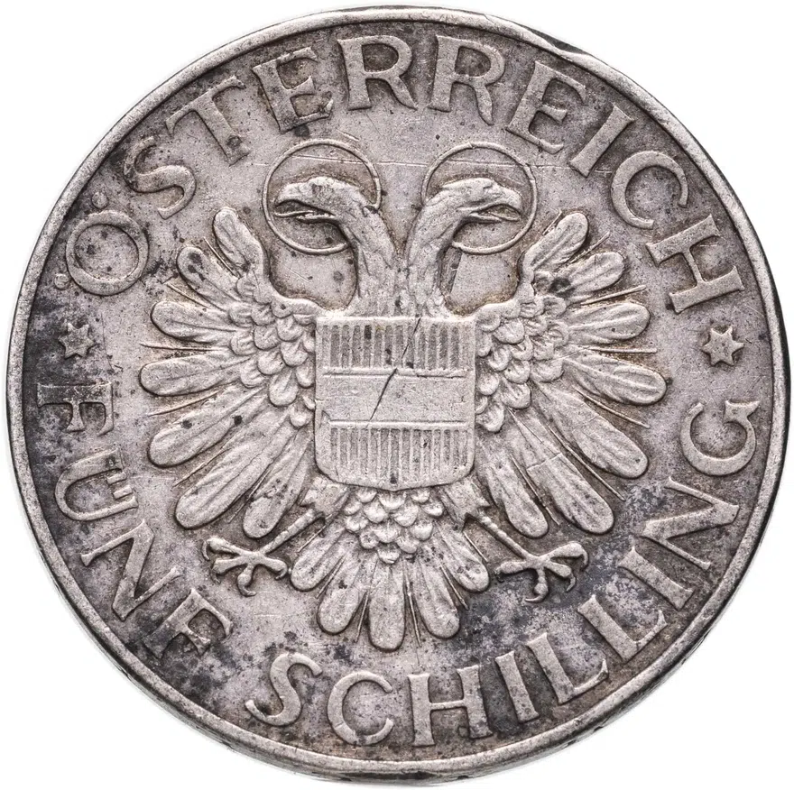 Австрия 5 шиллингов (shillings) 1934, реверс