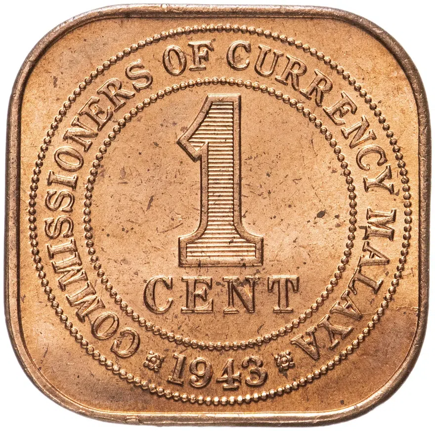 Малайя 1 цент (cent) 1943, реверс