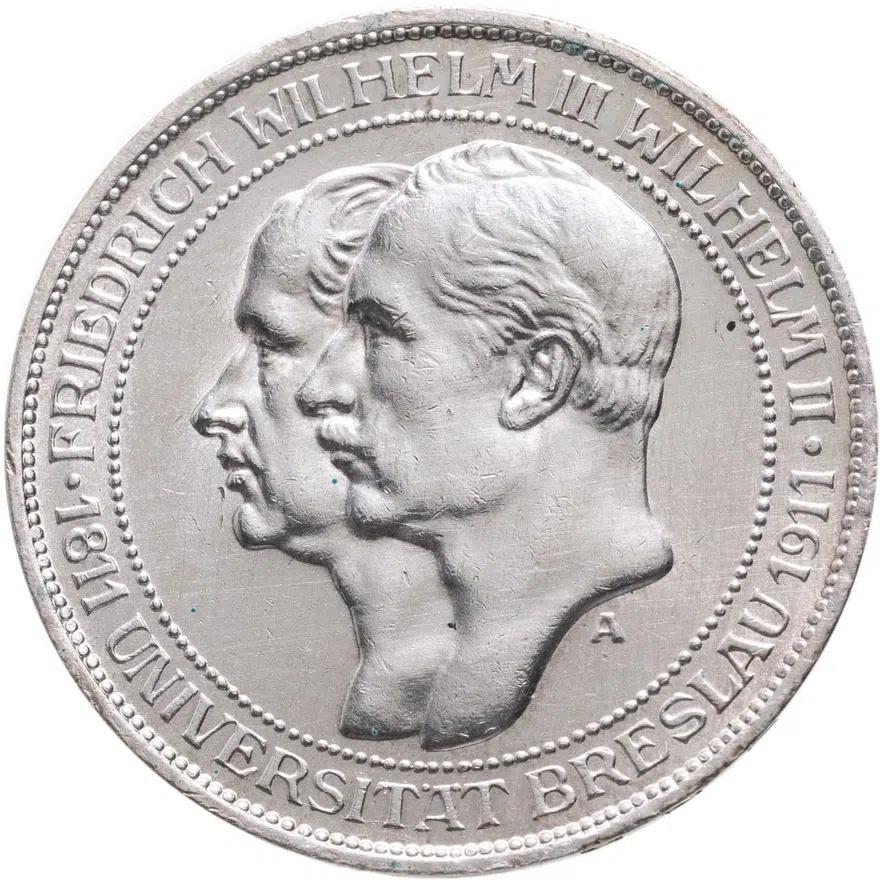 Германия (Империя) 3 марки (mark) 1911 A Бреславский университет