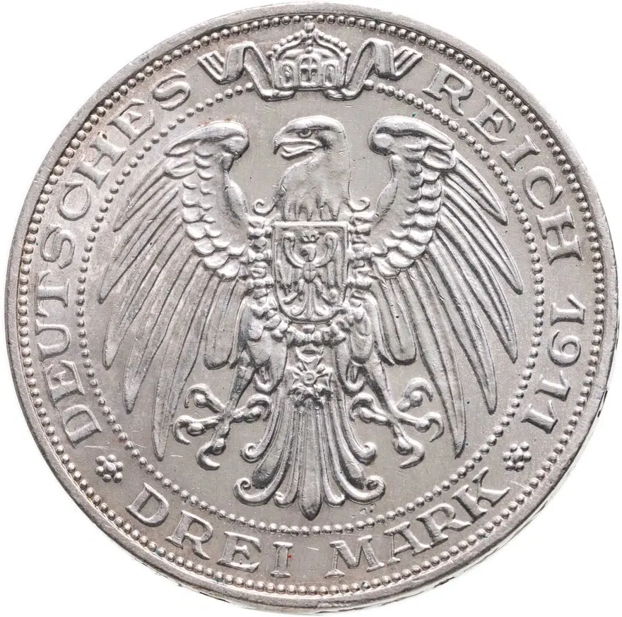 Германия (Империя) 3 марки (mark) 1911 A Бреславский университет, реверс