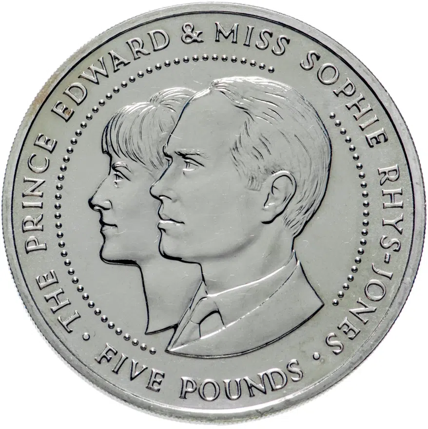Гернси 5 фунтов (pounds) 1999  Свадьба Принца Эдварда и Софи Рис-Джонс