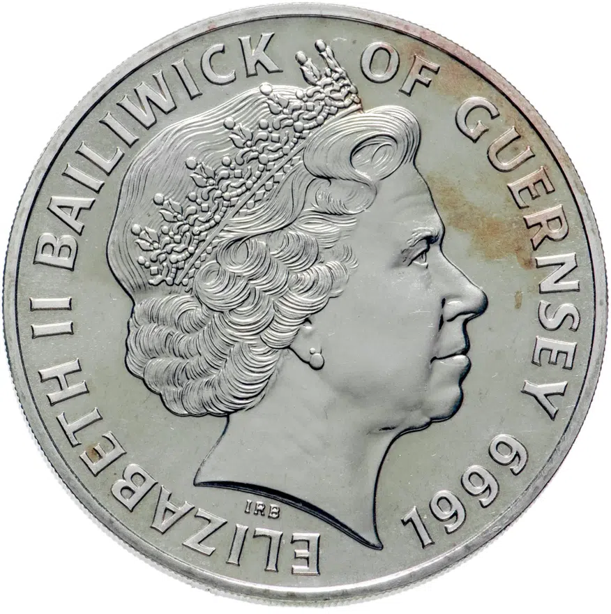 Гернси 5 фунтов (pounds) 1999  Свадьба Принца Эдварда и Софи Рис-Джонс, реверс