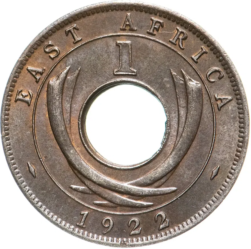 Британская Восточная Африка 1 цент (cent) 1922 знак монетного двора: "H" - Хитон, Бирмингем
