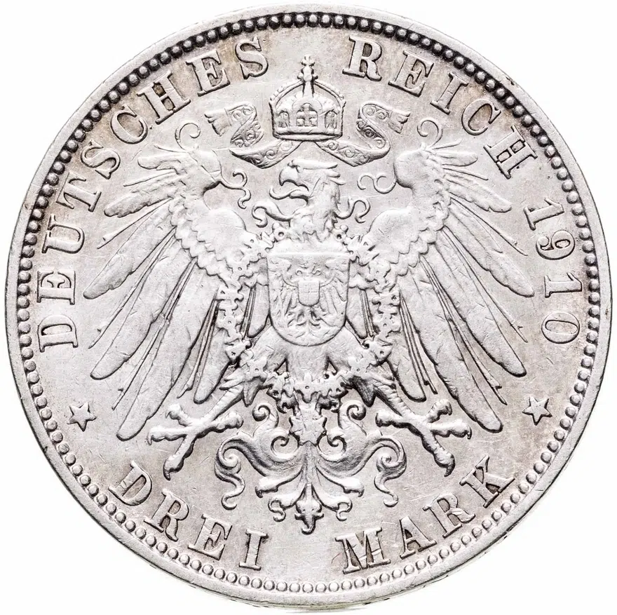 Германия (Империя) 3 марки (mark) 1910 D  Бавария