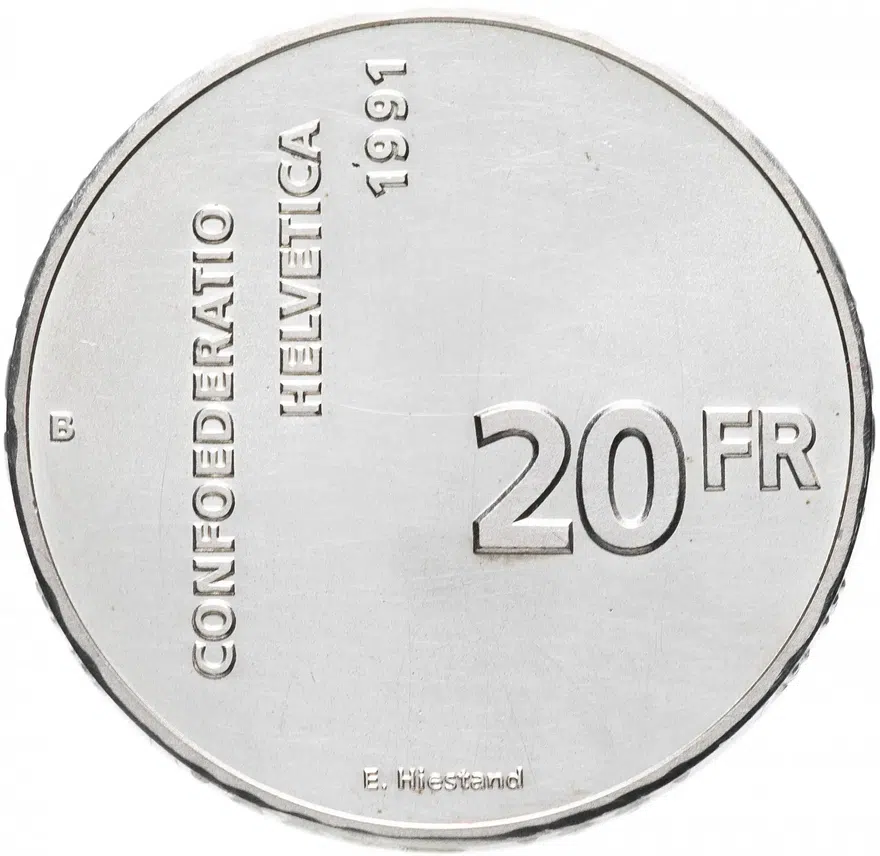 Швейцария 20 франков (francs) 1991 "700 лет Швейцарской Конфедерации"