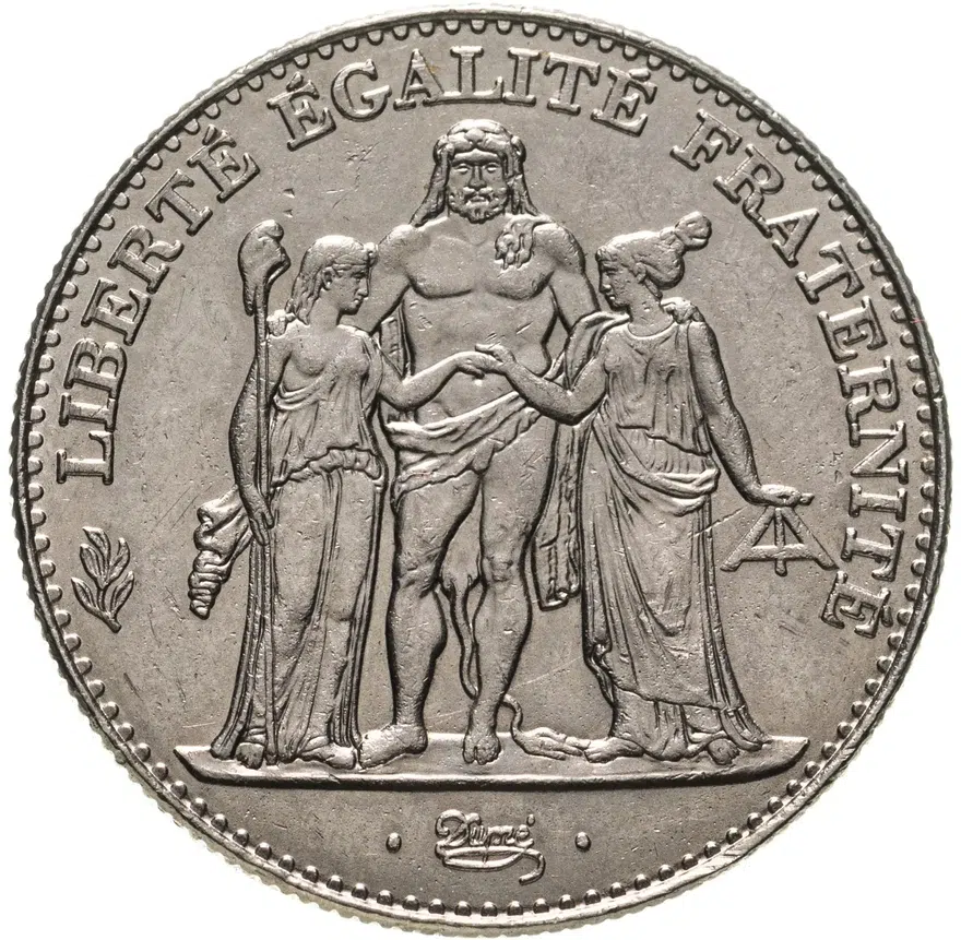 Франция 5 франков (francs) 1996  200 лет французскому десятичному франку, аверс
