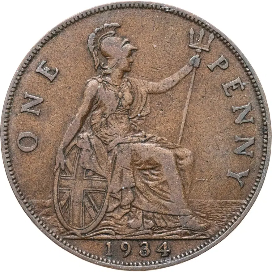 Великобритания 1 пенни (penny) 1934, реверс