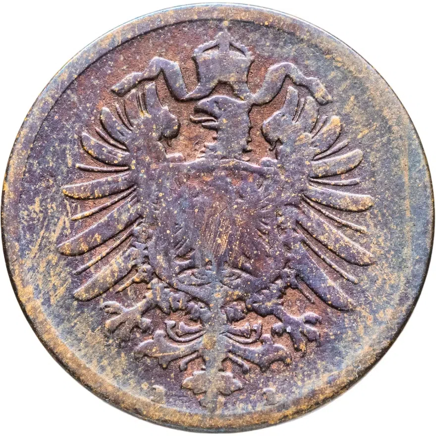 Германия 2 пфеннига (pfennig) 1875 B  знак монетного двора: "B" - Ганновер, реверс
