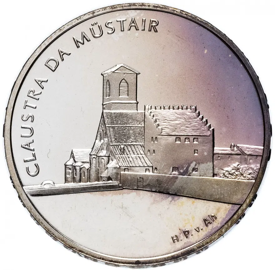 Швейцария 20 франков (francs) 2001 "Бенедиктинский монастырь Святого Иоанна, Мюстаир"