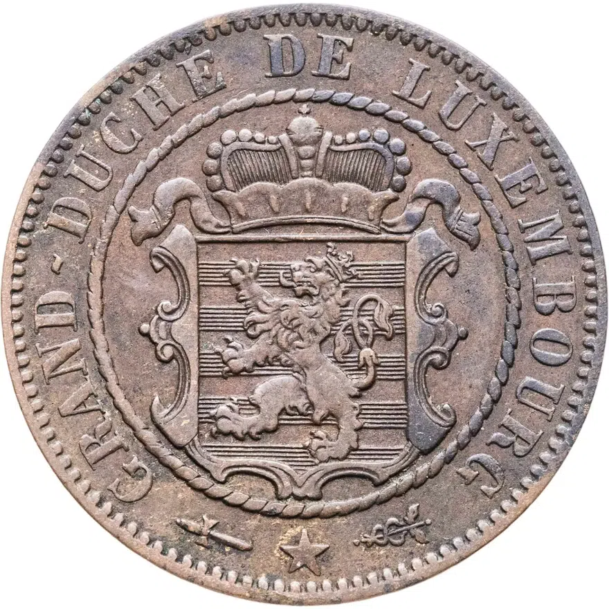 Люксембург 10 сантимов (centimes) 1854, реверс