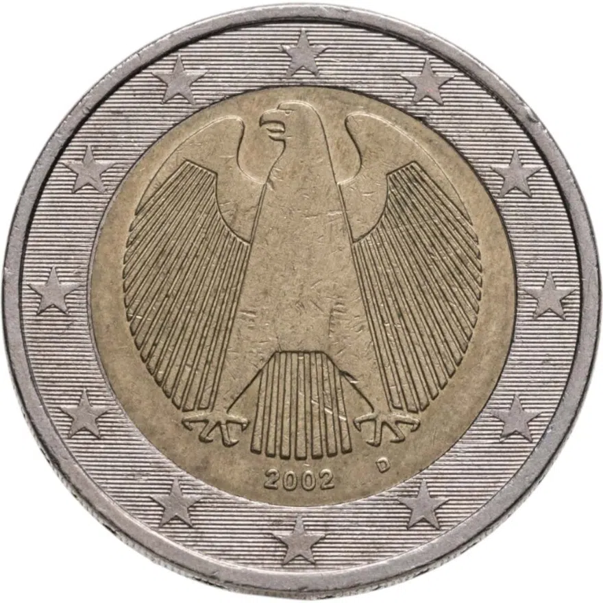 Германия 2 евро (euro) 2002 D  знак монетного двора: "D" - Мюнхен, реверс